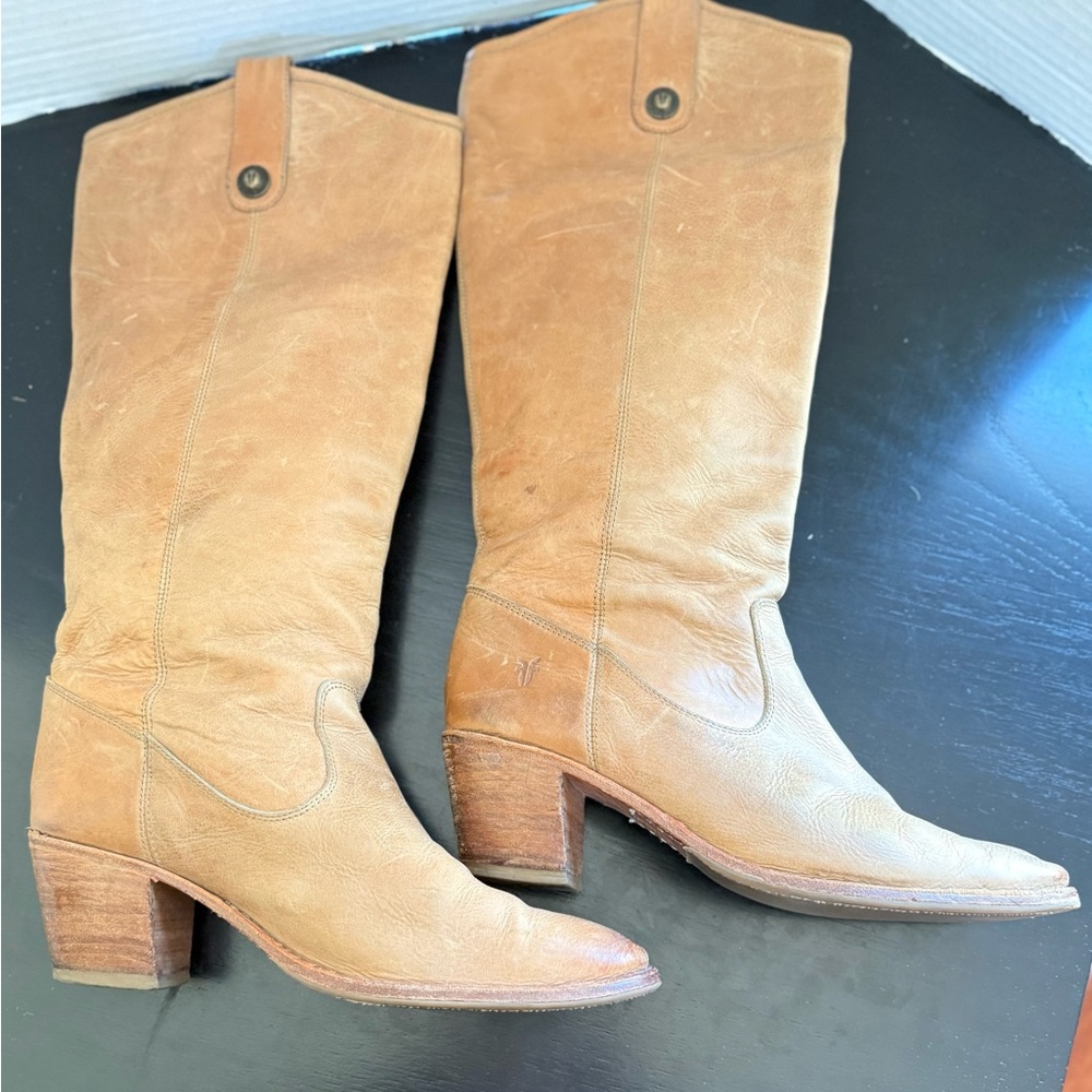 Frye Tan Leather Knee-High Boots - Picture 7 of 10